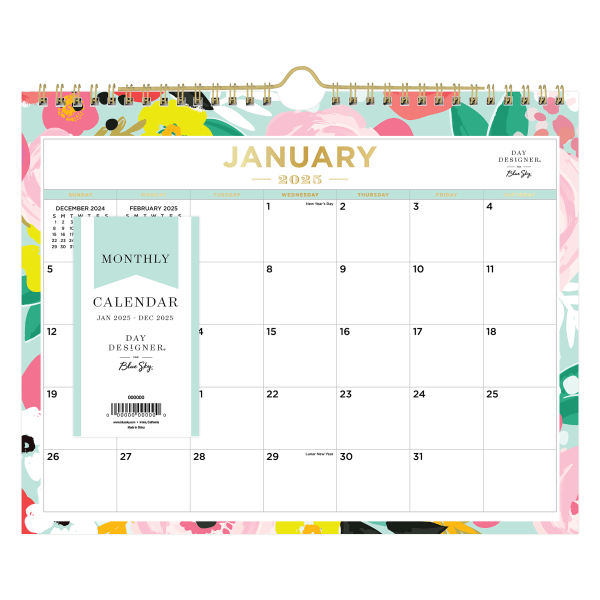 2025-day-designer-monthly-wall-calendar-11-x-8-3-4-secret-garden-mint-january-2025-to-december-2025-zerbee