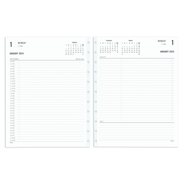  2024 Weekly & Monthly Planner Refill for 8 Discbound Planners,  Two Pages Per Week, Junior Size, 5-1/2x8-1/2 : Office Products