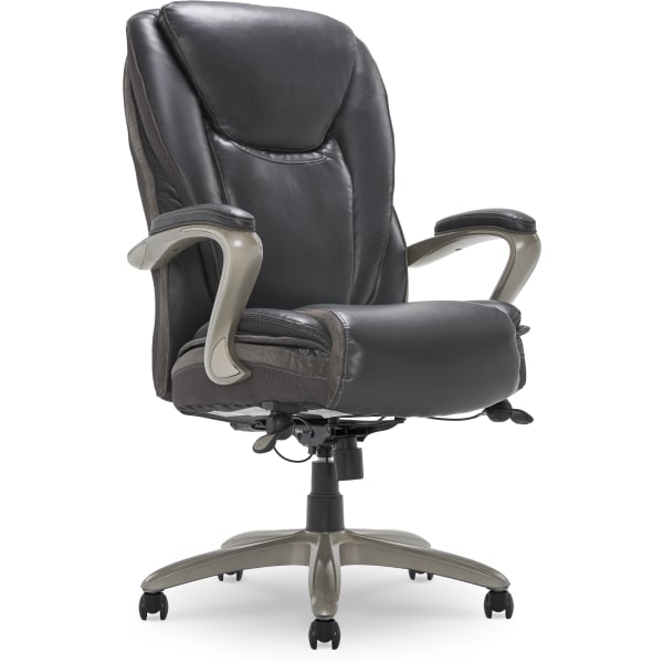 Serta&reg; Smart Layers&trade; Hensley Big And Tall Ergonomic Bonded Leather High-Back Chair, Dark Gray/Silver 8835375