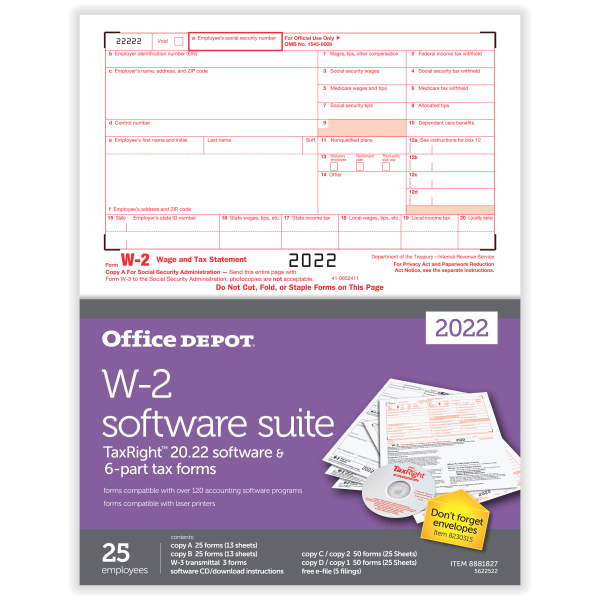 Office Depot&reg; Brand W-2 Laser Tax Forms With Software 8881827
