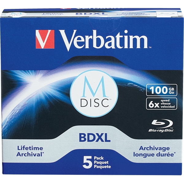 Verbatim Verbatim M DISC BD-R XL 100GB 6X Lifetime Archival 5PK J/C 889268