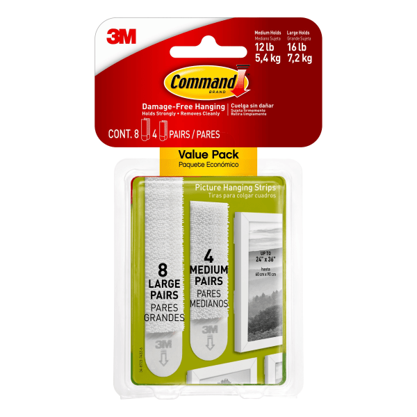 2 Packs 3M Command 6 Large Utility Hooks & 12 Adhesive Strips Per Pack Max  5 lb