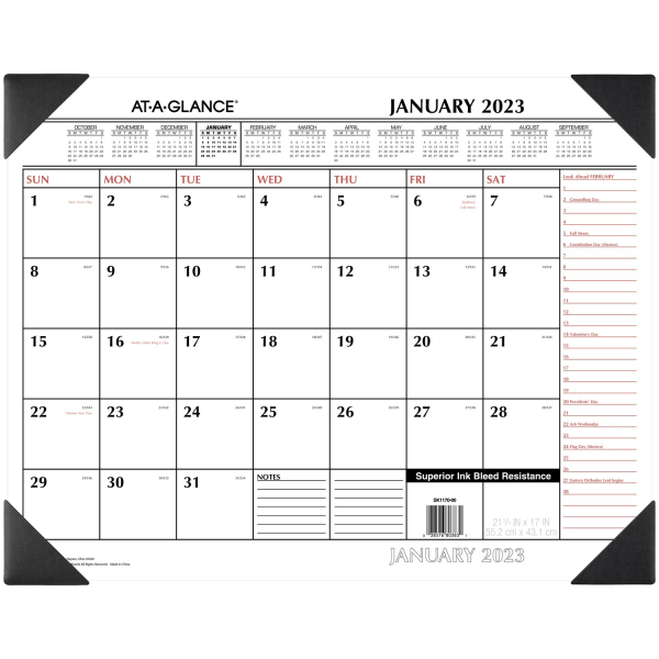 AT-A-GLANCE 2023 RY Two-Color Monthly Desk Pad 8927463
