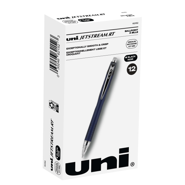 Uni-Ball Jetstream Retractable Ballpoint Pen Fine 0.7 mm Black Ink Blue Barrel