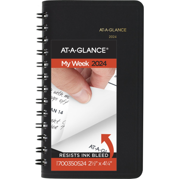 AT-A-GLANCE 2024 Monthly Planner, DayMinder, 8 x 12, Large, Black  (SK20024)