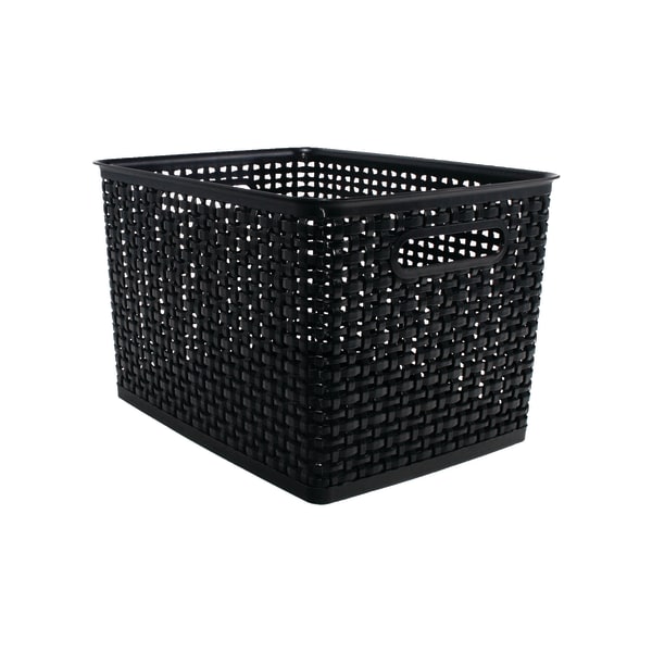 Realspace® Plastic Weave Bin, Large Size, Black - Zerbee