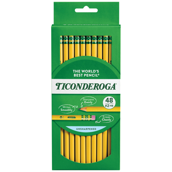 Ticonderoga Pencils, #2 Medium Soft Lead, Yellow Barrel, Box Of 48 Pencils 906035