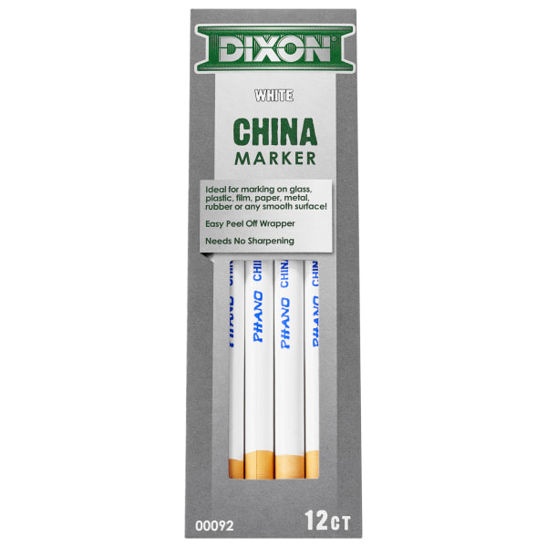 Dixon® Phano® China Markers, Black, Box Of 12 Zerbee