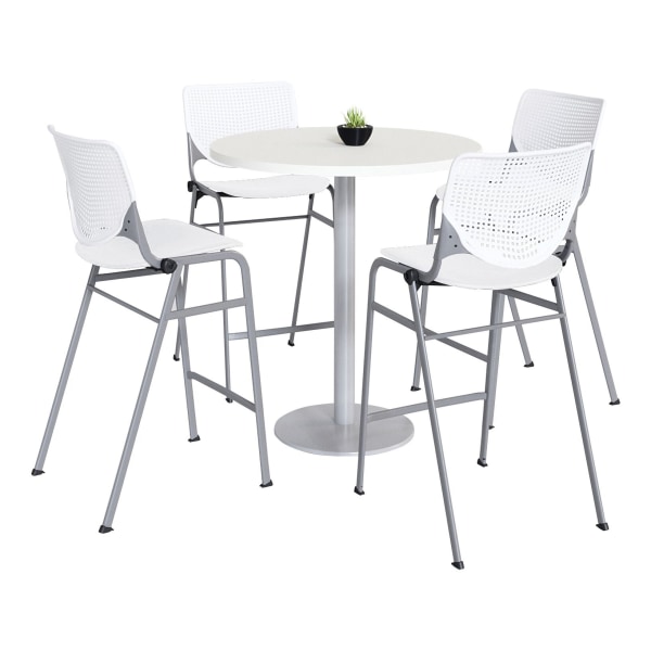 KFI Studios KOOL Round Pedestal Table With 4 Stacking Chairs 9125224