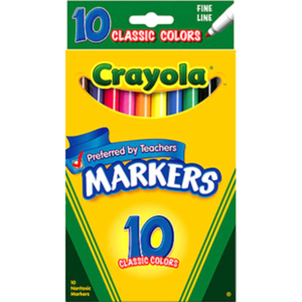 Crayola Fine Line Markers, Assorted Classic Colors pack Of 10 - School  Supply