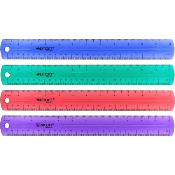 Westcott Shatterproof Plastic Ruler, 6 Transparent, 0.02 lb., for Office,  12-Count