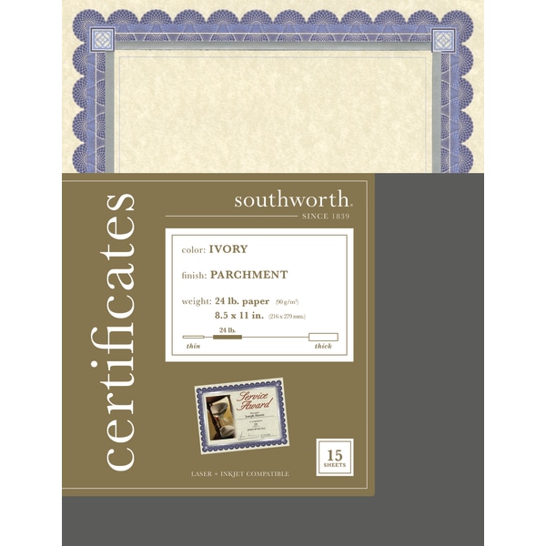  Southworth® Parchment Specialty Paper, 8 1/2 x 11, 24 Lb,  Ivory, Pack of 500 : Office Products