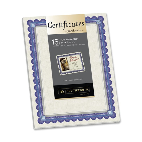 Geographics Parchment Paper Certificates, 8.5 x 11, Optima Gold Border - 25 sheets