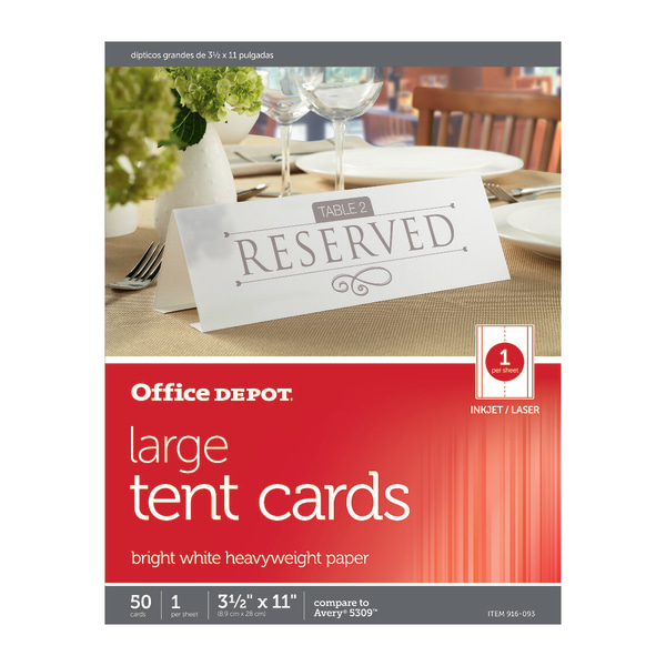 Office Depot&reg; Brand Inkjet/Laser Tent Cards 916093