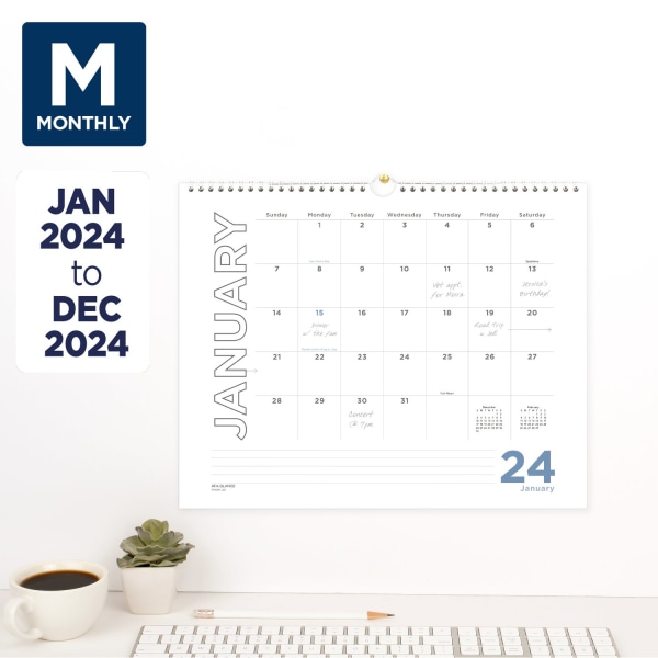 2024 ATAGLANCE® Monthly Wall Calendar Zerbee