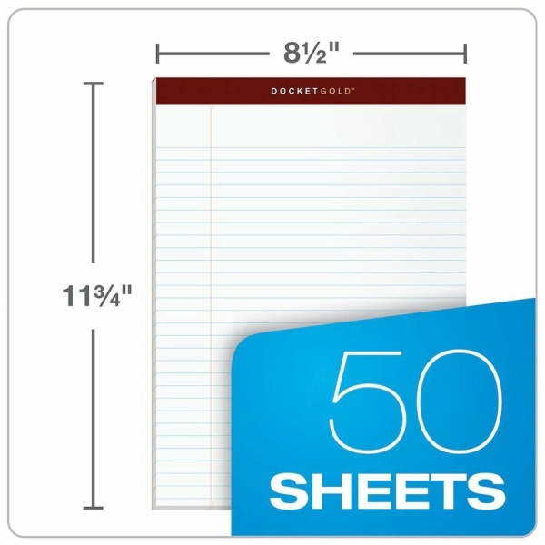 TOPS™ Docket Gold™ Premium Writing Pads, 8 1/2" x 11 3/4", Legal Ruled