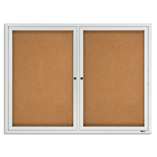Quartet® Classic Enclosed Cork Bulletin Board, 48" x 36", Aluminum