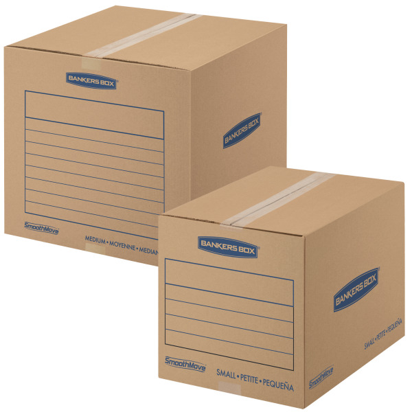Bankers Box® SmoothMove™ Classic Moving & Storage Boxes, 16 x 18 x 18,  Kraft/Blue, Carton Of 20 - Zerbee