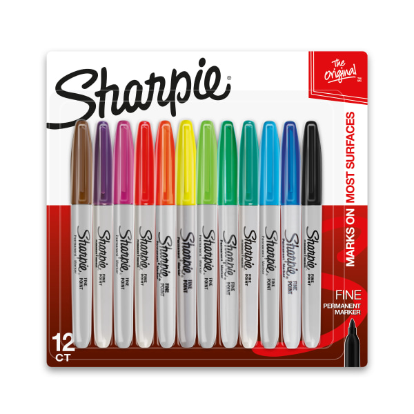 Sharpie® Permanent Ultra-Fine Point Markers, Assorted Colors, Pack Of 12  Markers - Zerbee