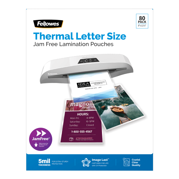 Fellowes® ImageLast Premium UV Thermal Laminating Pouches, Letter Size, 5  Mil, 9