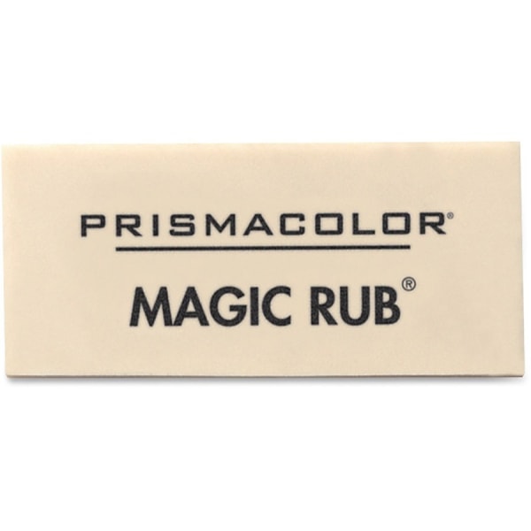 Magic Rub Eraser, for Pencil/Ink Marks, Rectangular Block, Medium, Off White, Dozen | Bundle of 2 Dozen