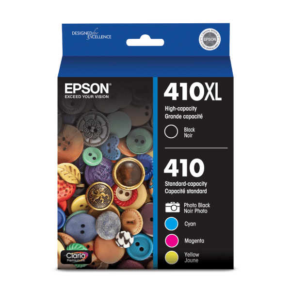 Epson&reg; 410XL Claria&reg; Premium High-Yield Black And Photo Black And Cyan, Magenta, Yellow Ink Cartridges, Pack Of 5, T410XL-BCS EPST410XLBCS