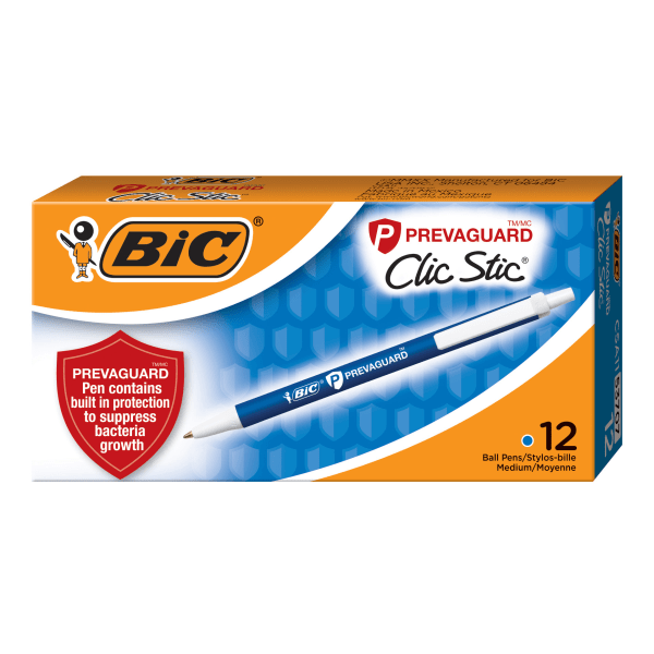 Bic PrevaGuard Ballpoint Pen Retractable Medium 1 mm Blue Ink Blue Barrel