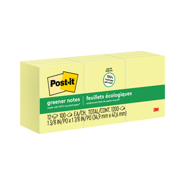 Post it Notes 3 in x 3 in 18 Pads 100 SheetsPad Clean Removal Canary Yellow  - Office Depot