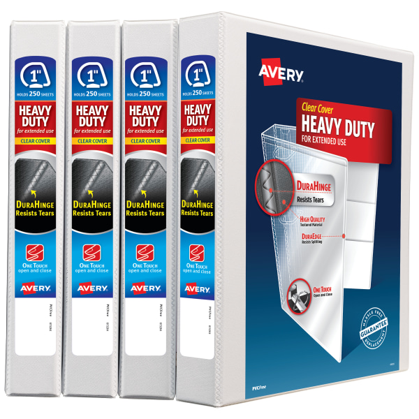 Heavy-Duty Non Stick View Binder with DuraHinge and Slant Rings, 3 Rings, 4