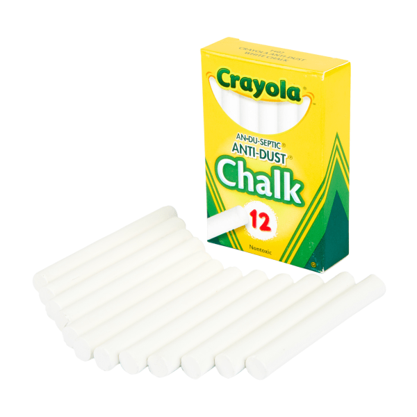 1 Pack of 12 Multicoloured Crayola Anti-dust chalks 