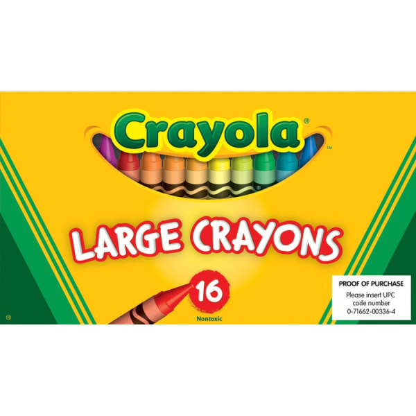 Crayola® Crayons, Large, Assorted Colors, Box Of 16 Crayons - Zerbee