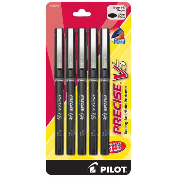 Pilot Precise V5 RT Retractable Rolling Ball Pens, Extra Fine Point, 3-Pack, Black Ink (26052)