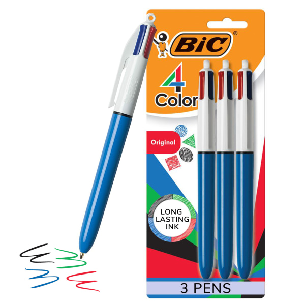 BIC MMXP11C 4-Color Retractable Pen Fine, Medium Pen Point Type - Multi,  Black, Red, Green Ink - 1 Pack 