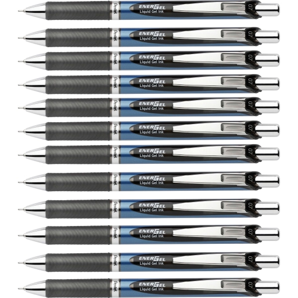 Pentel® EnerGel™ Deluxe RTX Retractable Liquid Gel Pen, Fine Point, 0.5 mm,  54% Recycled, Blue Barrel, Black Ink 