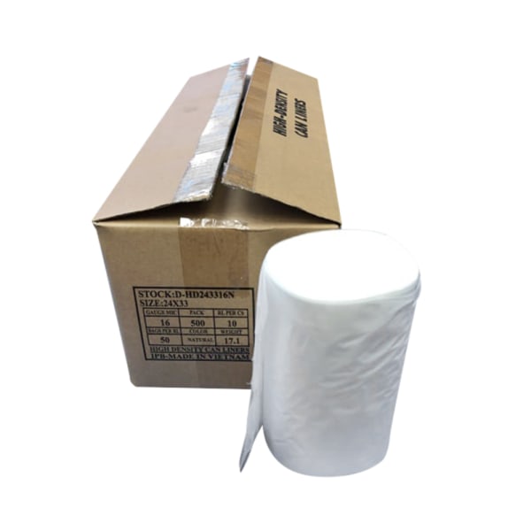 Pitt Plastics 10 Mic Trash Bags, 30 gal, 30H x 37W, Clear, 500