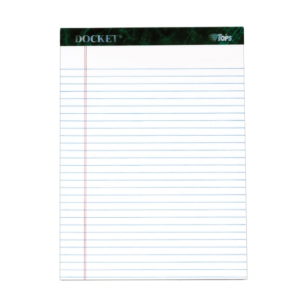 Tops Docket Ruled Perforated Pads Legal Rule Letter White 12 50-Sheets