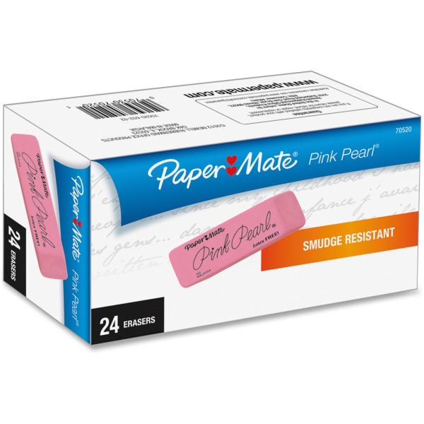 Paper Mate&reg; Pink Pearl Erasers, Medium, Box Of 24 PAP70520