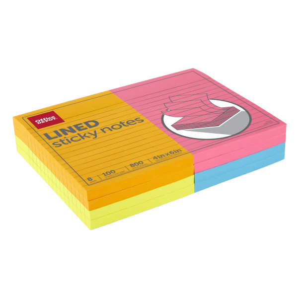 officiel Flipper Alle slags Office Depot® Brand Sticky Notes, 4" x 6", Assorted Vivid Colors, 100  Sheets Per Pad, Pack Of 8 Pads - Zerbee