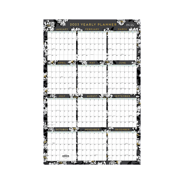 Blue Sky™ Laminated Monthly Calendar, 36" x 24", Baccara Dark, January To  December 2023, 116053 - Zerbee