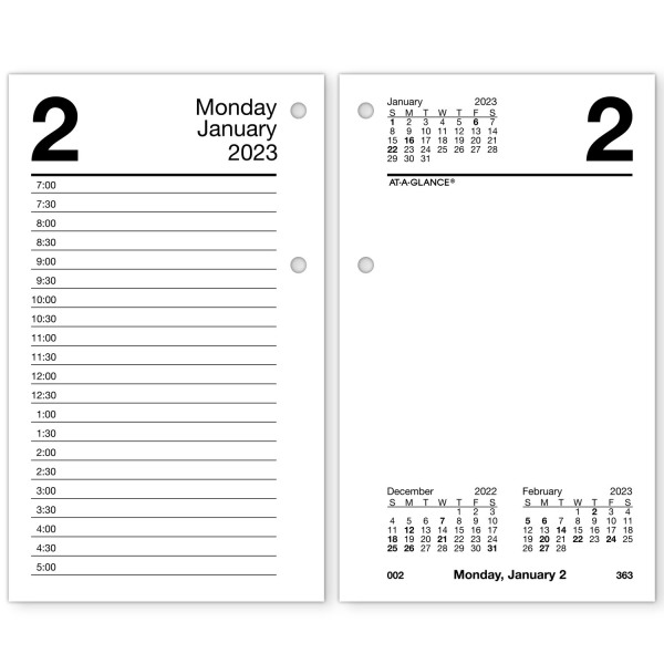 ATAGLANCE 2023 RY Daily LooseLeaf Desk Calendar Refill with Monthly