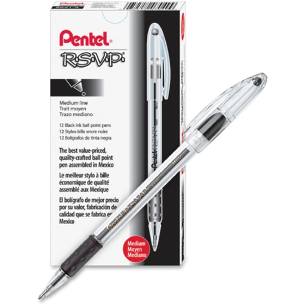 Pentel® R.S.V.P.® Ballpoint Pens, Medium Point, 1.0 mm, Clear
