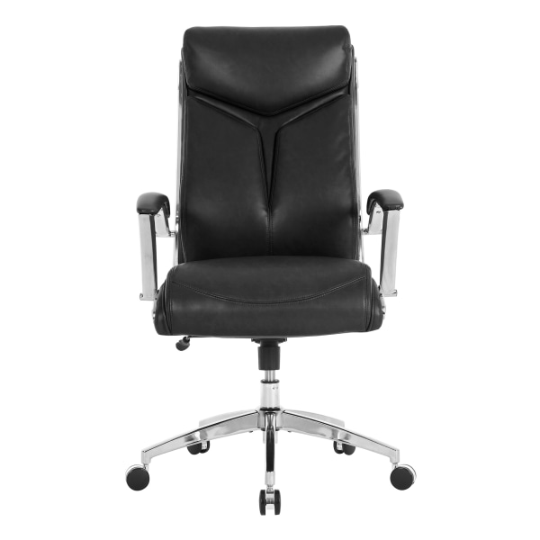 Realspace Modern Comfort Verismo Bonded Leather High Back Executive Office Chair Black Chrome BIFMA Compliant Zerbee