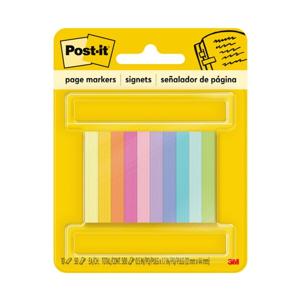 Page Flag Markers, Assorted Bright Colors, 50 Sheets/Pad, 10 Pads/Pack MMM67010AB