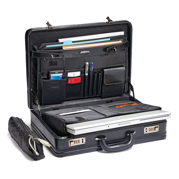 Samsonite Bonded Leather Computer Attache Black Zerbee