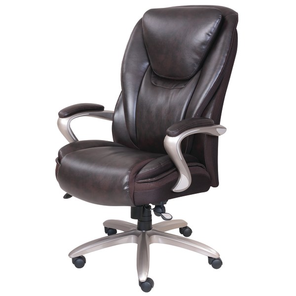 Serta Smart Layers Hensley Big Tall Ergonomic Bonded Leather High Back Office Chair Roasted Chestnut Satin Nickel Zerbee