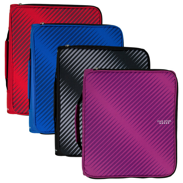 Five Star Multi Access Zipper 3 Ring Binder 2 Round Rings Assorted Colors Zerbee