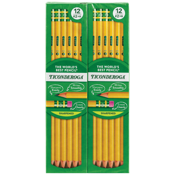 Ticonderoga Pencils Presharpened 2 Lead Soft Pack of 12 Zerbee