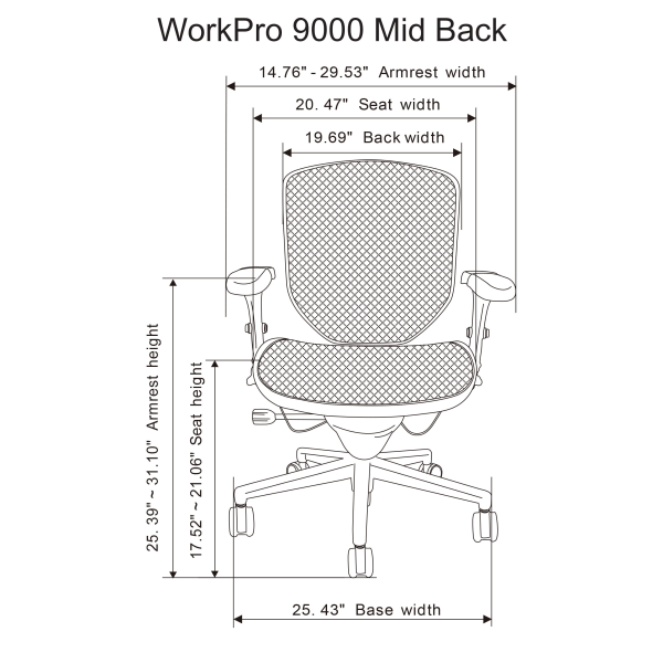 WorkPro Quantum 9000 Series Ergonomic Mesh Mesh Mid Back Chair
