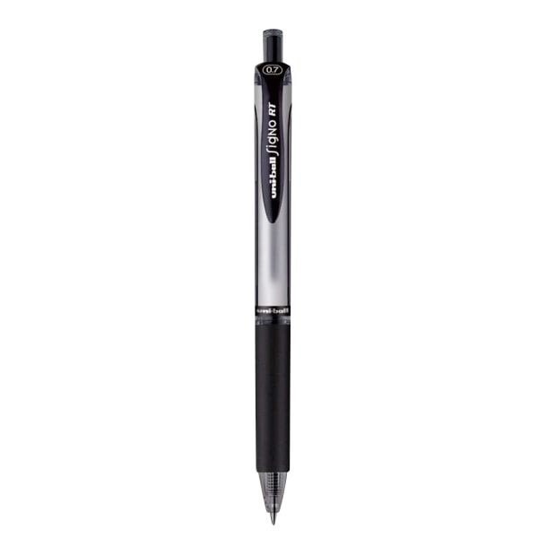 uni-ball® Signo Gel RT™ Retractable Pens, Medium Point, 0.7 mm, Silver  Barrel, Black Ink, Pack Of 12 Pens