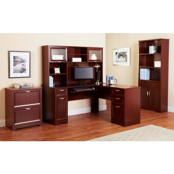 Small Desk With Doors SAUDE Dixon City 65.984 In. Bushed Oak